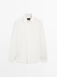 Regular fit linen blend shirt