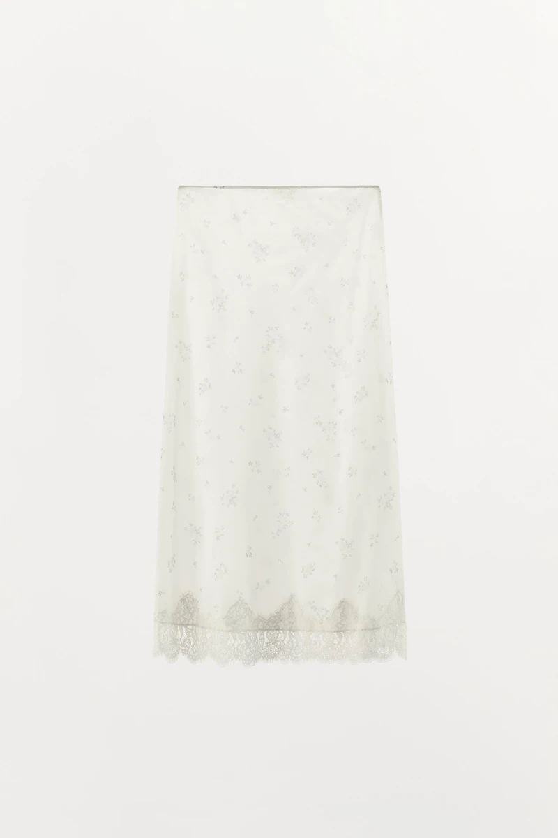 FLORAL NYLON SKIRT