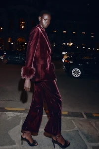 VELVET WIDE LEG PANTS