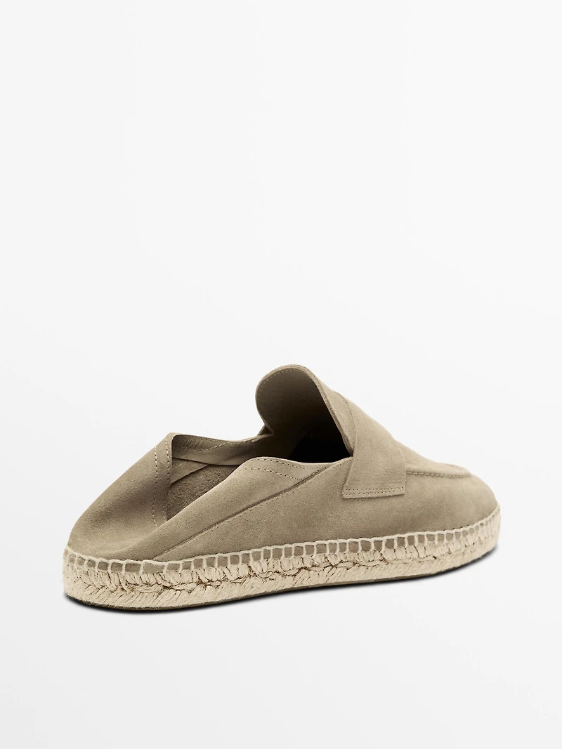 Split suede leather espadrille with piece