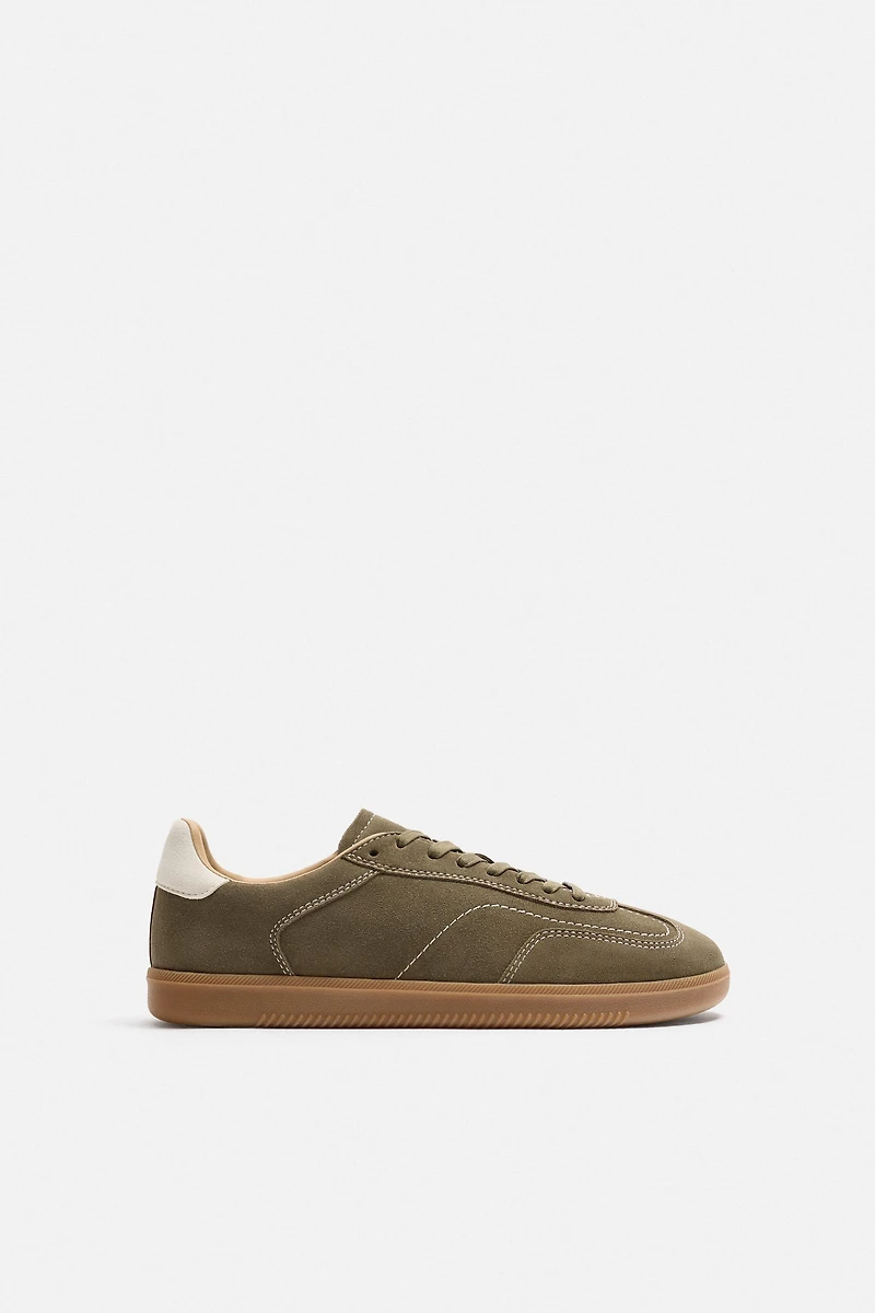 LEATHER CONTRAST SOLE SNEAKERS