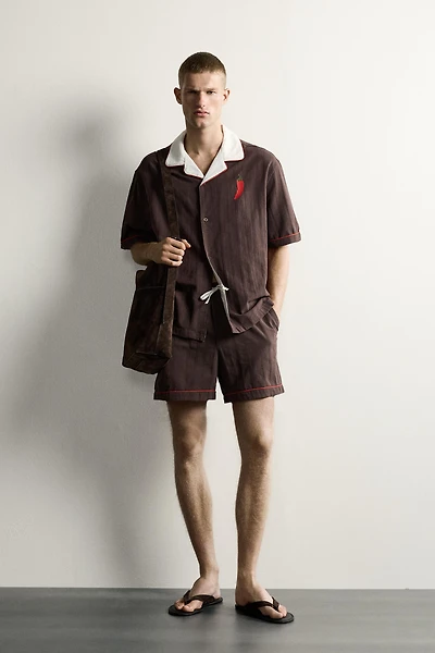 TOMATO EMBROIDERY SHORTS