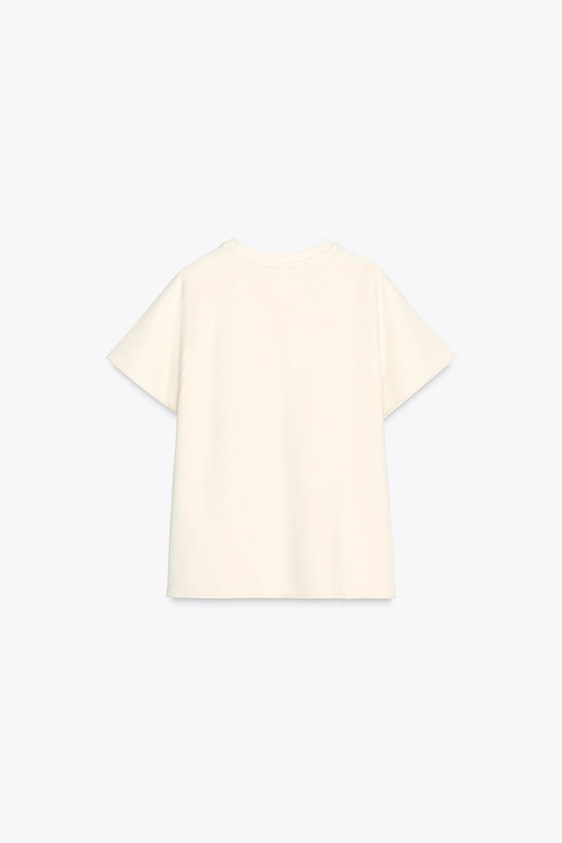 WASHED EFFECT TEXT PLUSH SWEATSHIRT