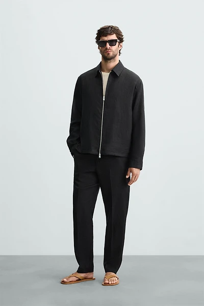 REGULAR FIT LINEN PANTS