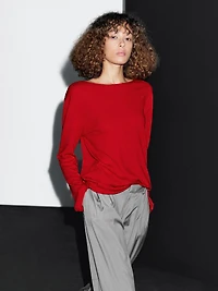 Pull laine à col bateau