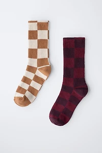 TWO-PACK OF CHECKERBOARD LONG SOCKS