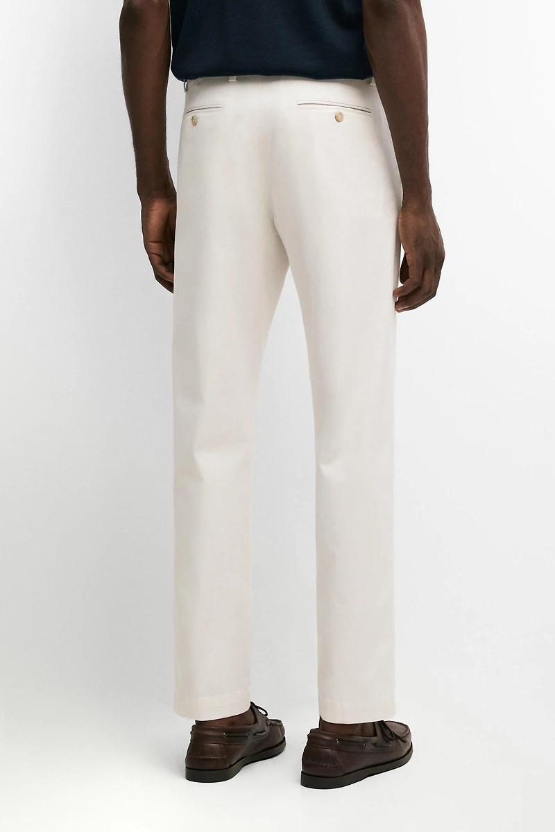Cotton blend slim fit pants