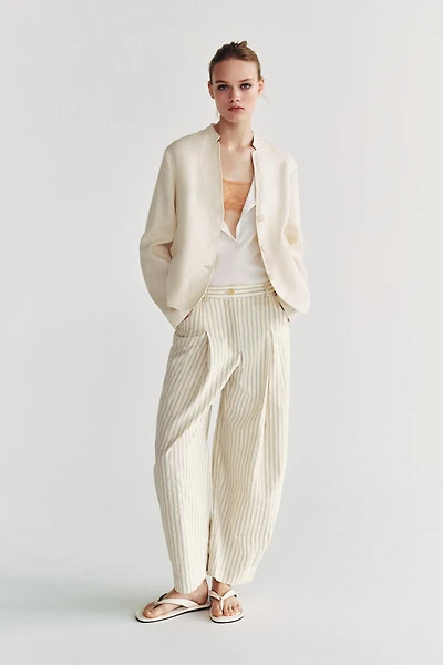 ZW COLLECTION STRIPED BARREL TROUSERS