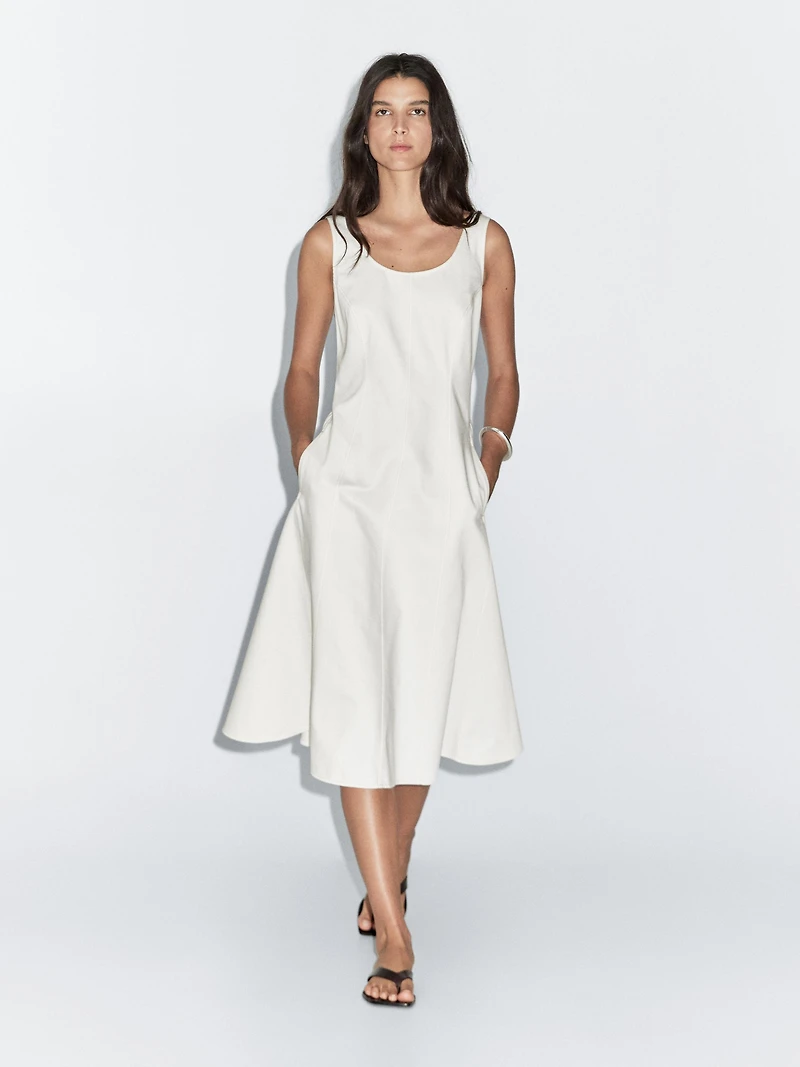 100% cotton denim midi dress