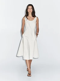100% cotton denim midi dress