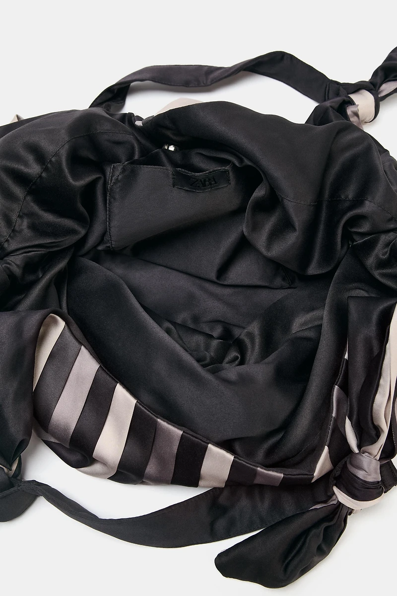 KNOTTED SATIN EFFECT MAXI BUCKET BAG