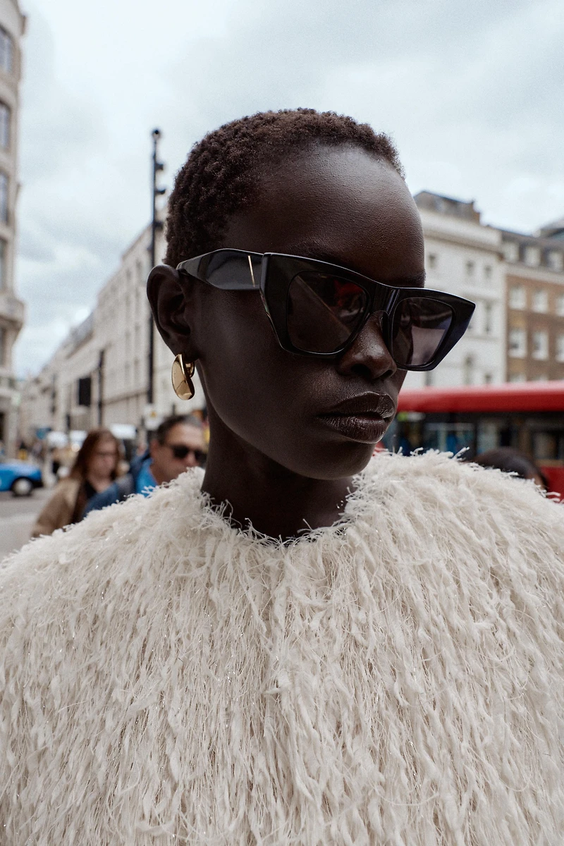 FEATHER FRINGE METALLIC THREAD JACKET
