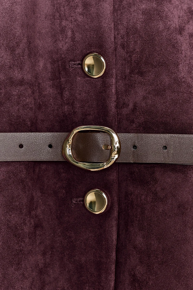 FAUX SUEDE BELTED BLAZER