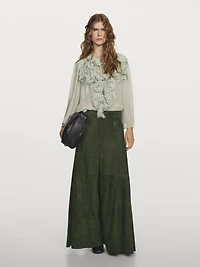 Pantalon large en cuir finition daim - STUDIO