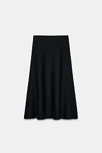 KNIT FLARED MIDI SKIRT