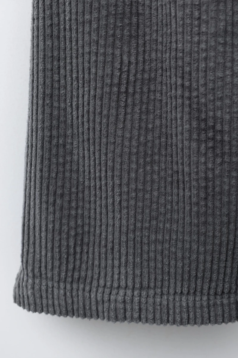 PANTALON EN VELOURS CÔTELÉ ÉPAIS ET DENTELLE