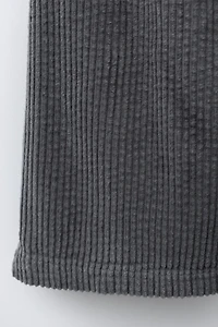 PANTALON EN VELOURS CÔTELÉ ÉPAIS ET DENTELLE