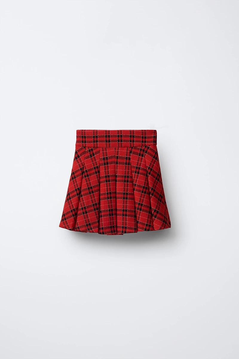 PLAID BOX PLEAT SKIRT