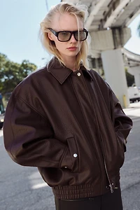 FAUX LEATHER BOMBER JACKET