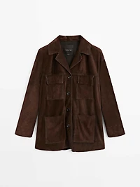 Split suede leather jacket with pockets