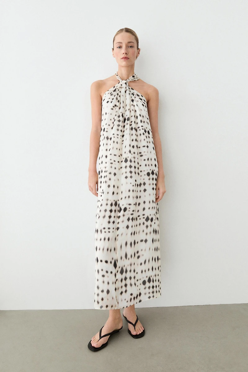 Printed halter dress