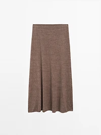 Long linen blend knit skirt