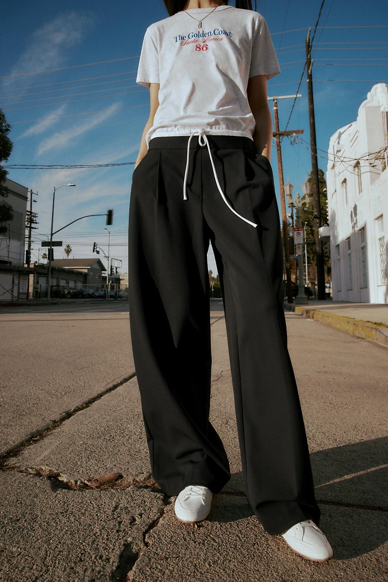 DOUBLE WAIST WIDE LEG PANTS