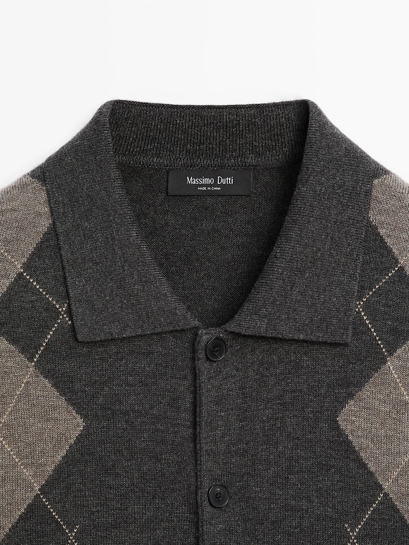 Wool blend knit cardigan