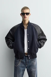 LEATHER COMBINATION BOMBER JACKET LIMITED EDITION