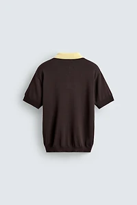 CONTRAST RELAXED FIT KNIT POLO