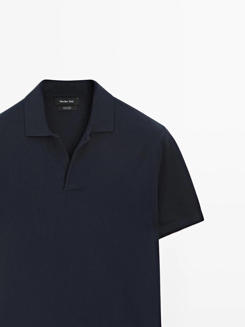 Knit V-neck polo shirt
