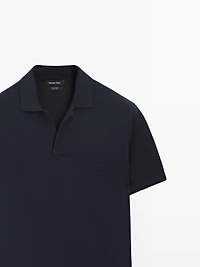 Knit V-neck polo shirt