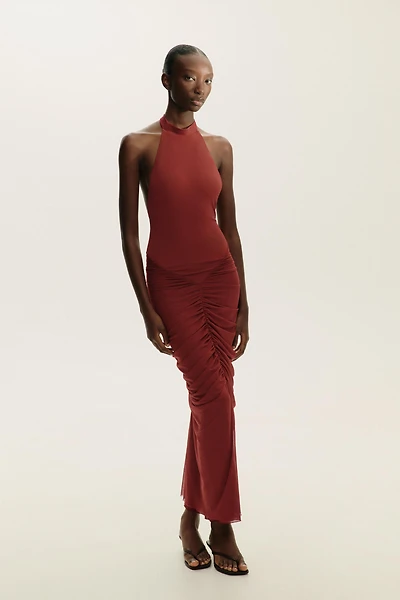ROBE HALTER AVEC TULLE