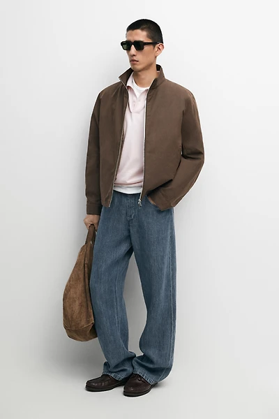 Cotton blend high-neck jacket