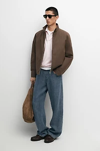 Cotton blend high-neck jacket