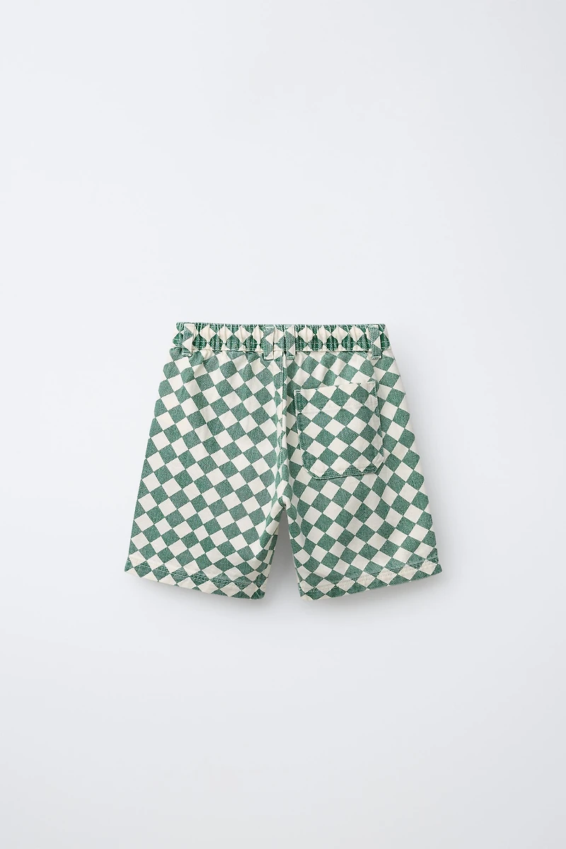 CHECKERED TWILL SHORTS