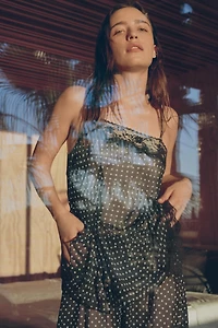 POLKA DOT PRINT LACE TOP