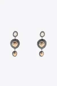TEXTURED JEWEL TRIPLE EARRINGS