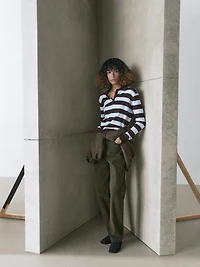 Pull polo en maille rayée de coton