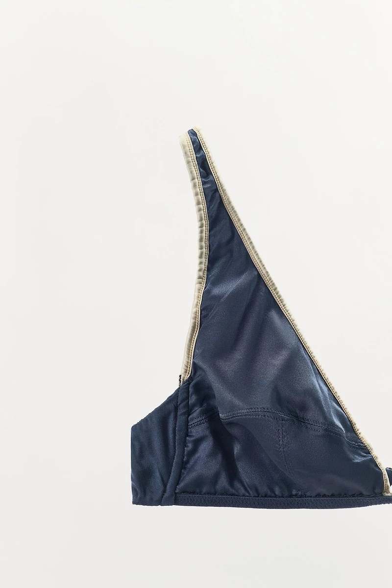 SILK TRIANGLE BRA WITH CONTRAST STRAP
