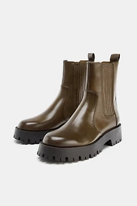 DISTRESSED LUG SOLE ANKLE BOOTS