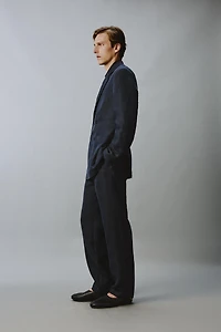 100% LINEN HERRINGBONE SUIT PANTS