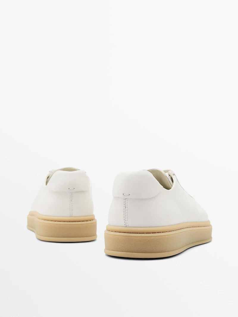 Contrast leather trainers