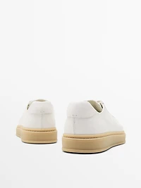 Contrast leather trainers