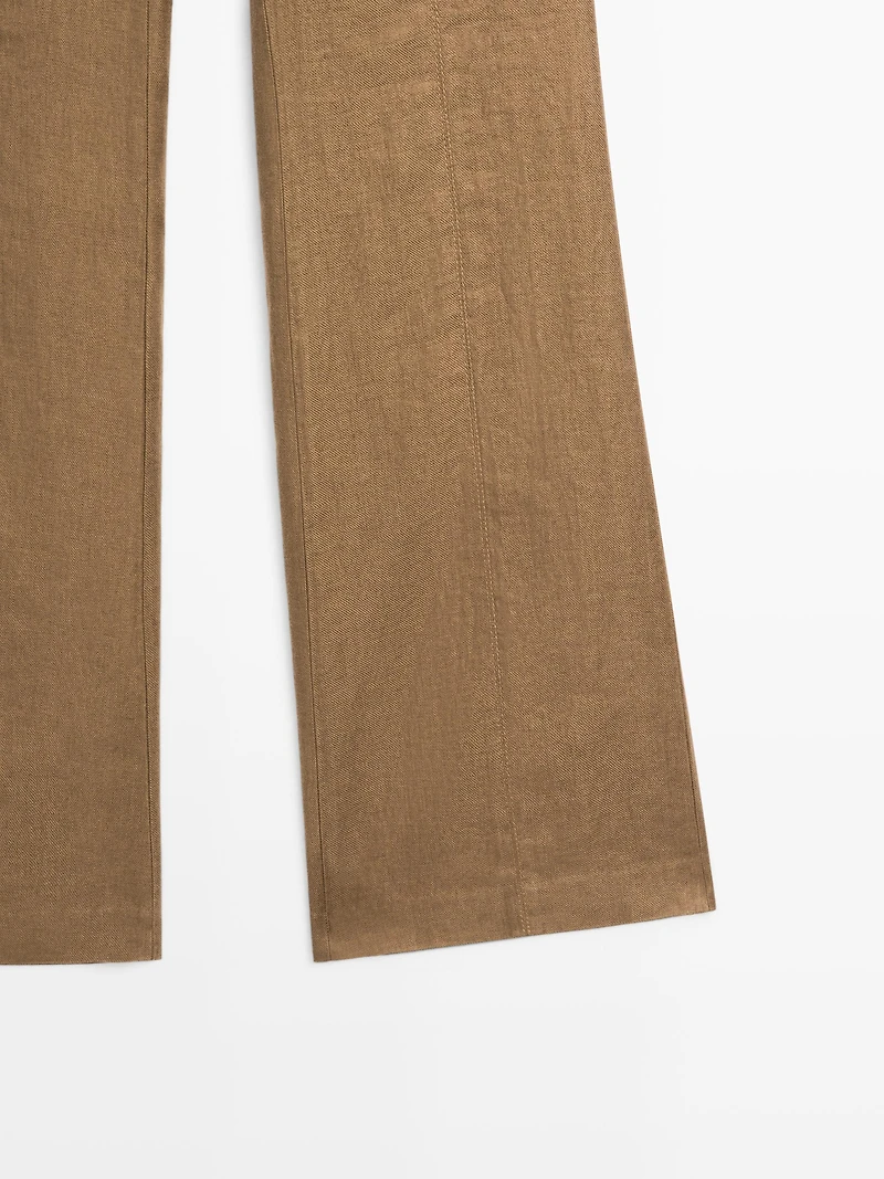 100% linen kick flare fit pants