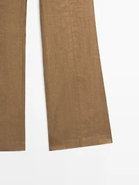 100% linen kick flare fit pants