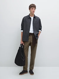 Slim fit textured trousers