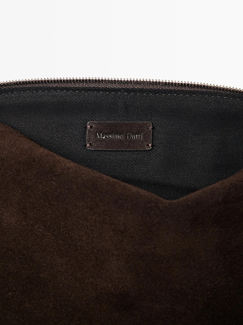 Split leather toiletry bag