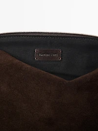 Split leather toiletry bag