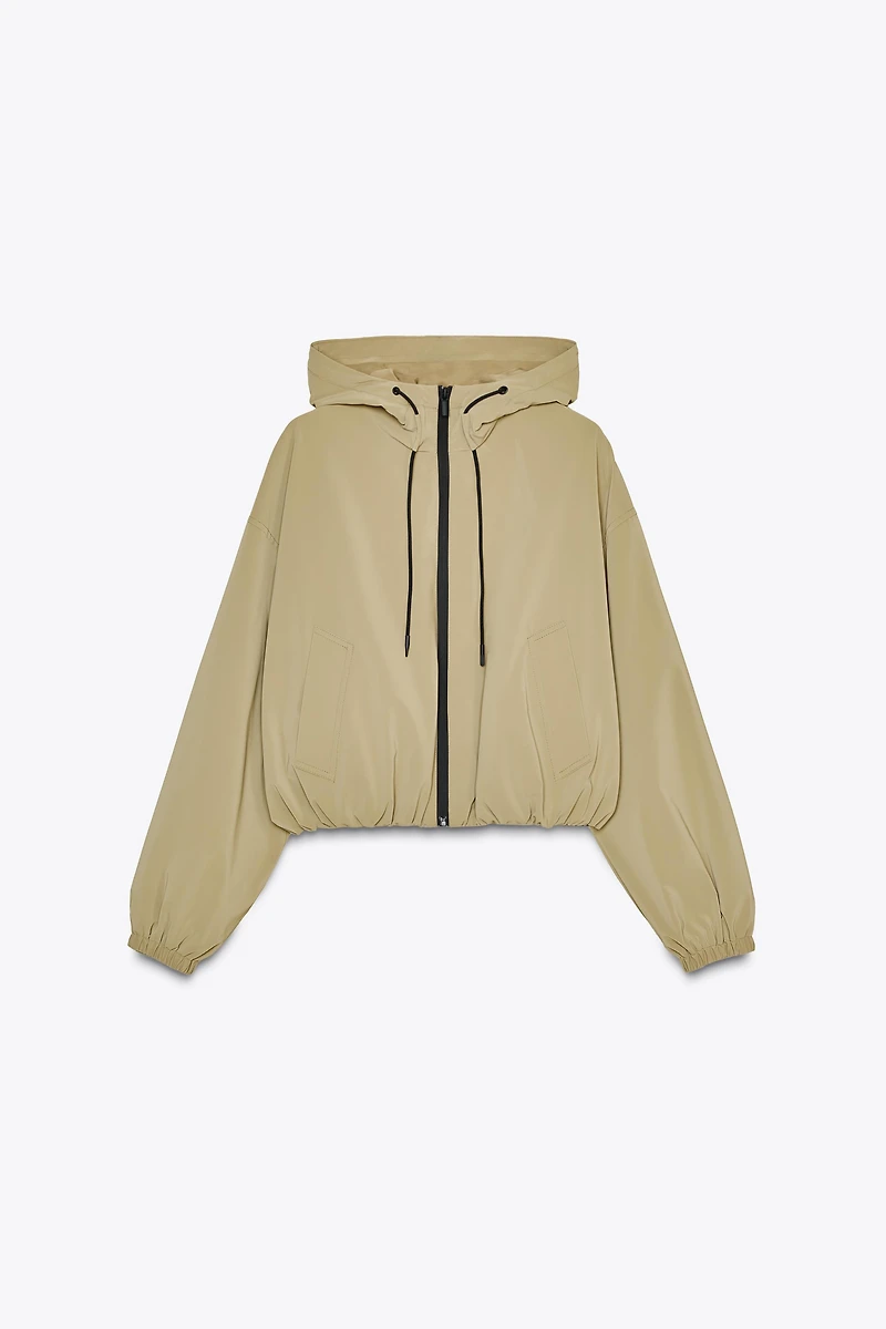 HOODED SHORT RUBBERIZED JACKET